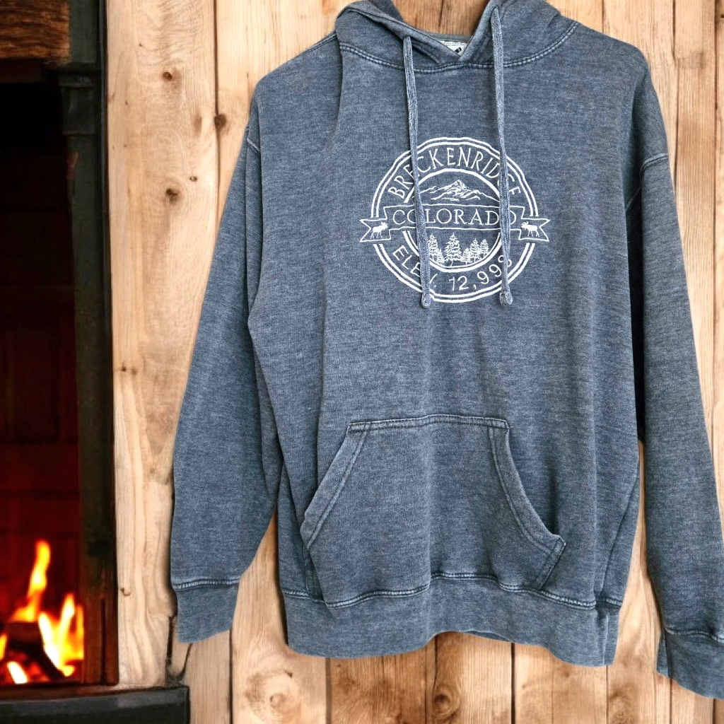 U.S. Vintage Gray Hoodie Breckenridge Colorado Winter Sports Ski Resort Sz M